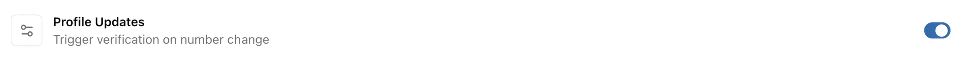 Texty OTP Profile Updates trigger card labeled Trigger verification on number change